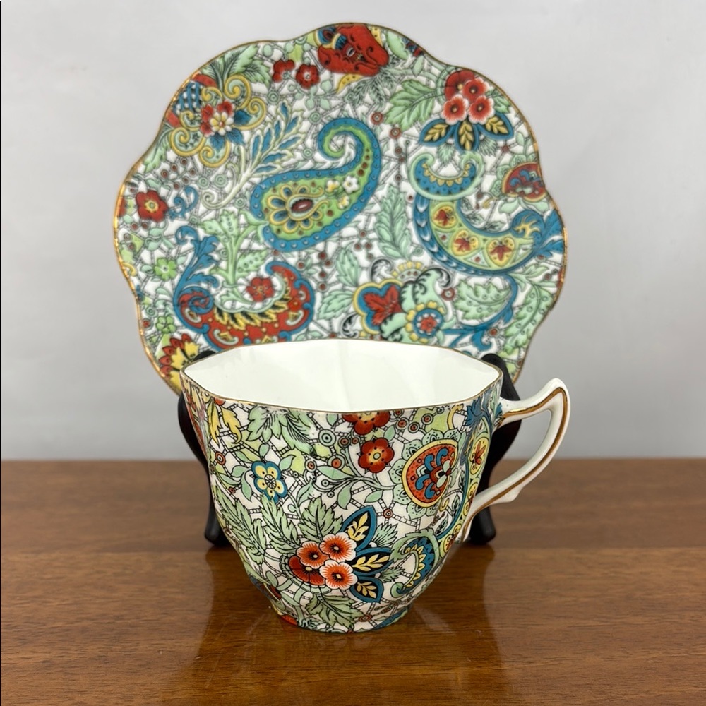 Vintage Rosina paisley chintz bone china tea cup and saucer